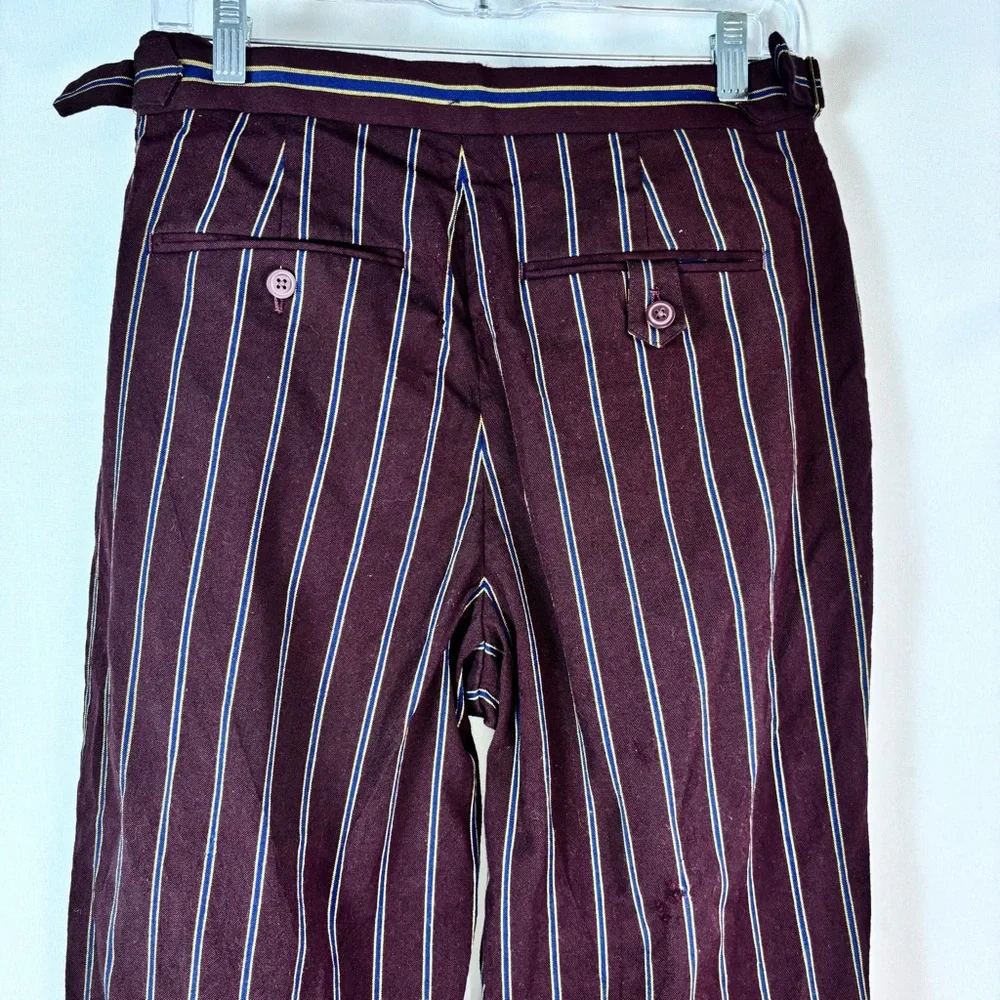 BR Athletics Marzotto Havana Fabric Wool Blend Pinstripe Trousers Mens Size 28